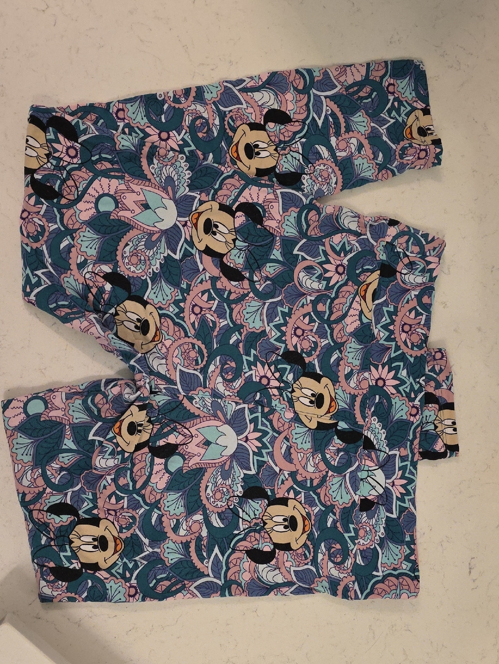 LuLaRoe Girls' Minnie Mouse Floral Paisley Leggings - Pink, Teal, Navy